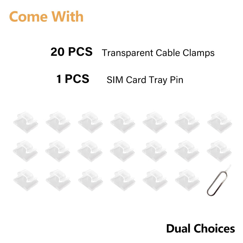 60 Pcs Clear Cable Clips with 3M Adhesive, Wire Holders Under Desk, Cord Management for Wall, Car, Ethernet, PC, Christmas Light Indoor/Outdoor M