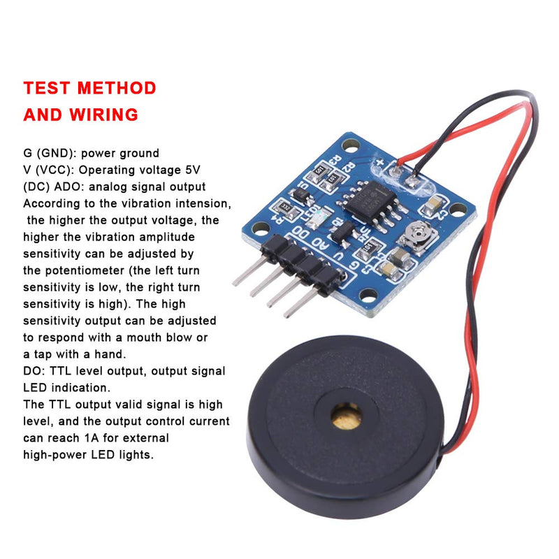 2PCS Piezoelectric Vibration Tapping Sensor Module Vibration Switch Module 5.0V DC AD DO