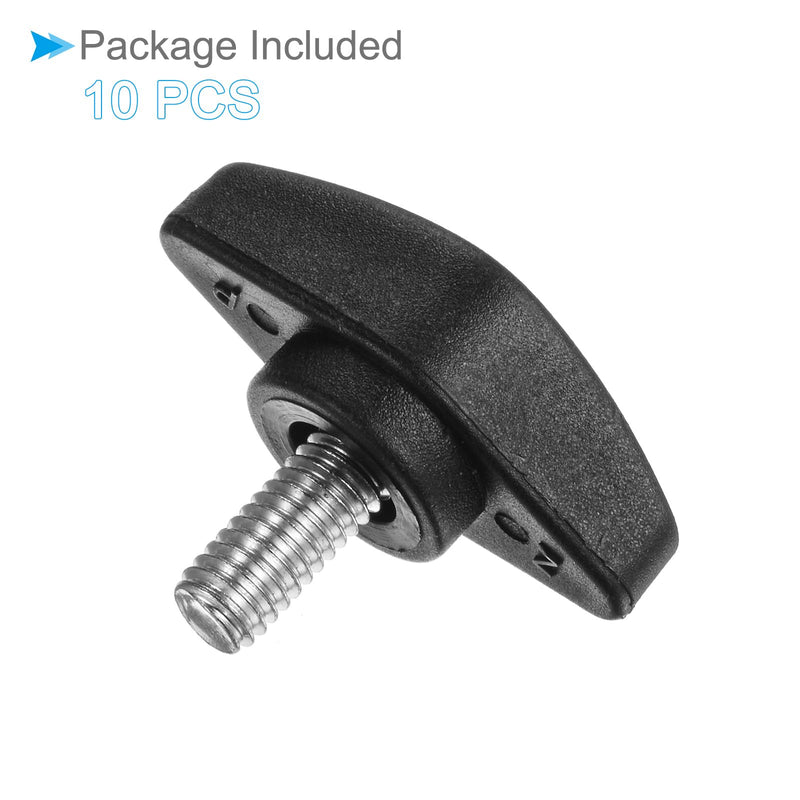 Tee Wing Knobs Thumb Screw, M6 x 12mm Male Thread, Plastic T Thumb Clamping Screw Threaded Stud Hand Knobs Grip, (Applications: for Machinery Lathes), 10-Pieces