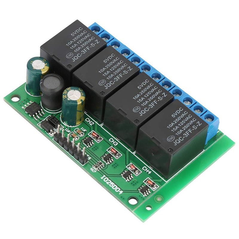 Relay Module, 4 Channels Flip-Flop Low Pulse Trigger Self-Locking Relay Module 6-24VDC