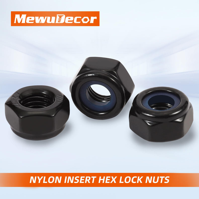 M8 Black Nylon Insert Hex Lock Nuts Locknuts, Stainless Steel 18-8 (304), Black Oxide, 20 PCS M8-1.25 - NewNest Australia