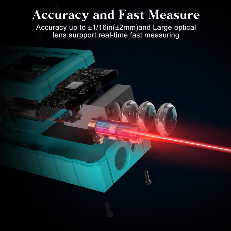 Kiprim Laser Distance Measure High Accuracy 165ft Kiprim LD50E Laser Tape Measure 50M Compact Laser Measurement Tool with Larger Backlit LCD Display,ft/m/in Switching,Bubble Level 165ft(LD50E)
