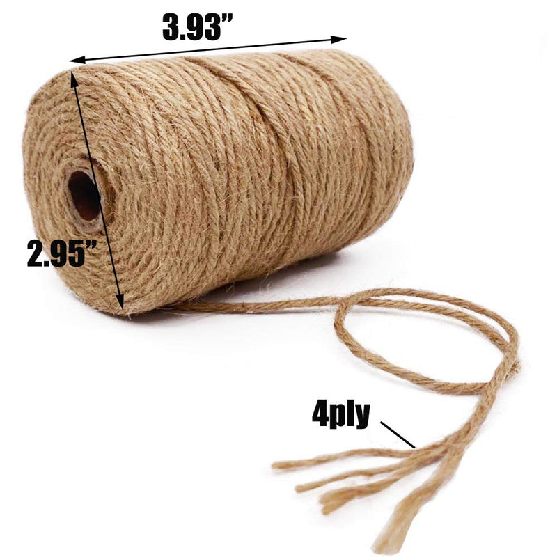 Jute Twine 328 Feet 2.5mm 4Ply Heavy Duty Brown Jute Rope String for Home Gardening Plant Picture Hanger Industrial Packing Mason Jars Wedding Decorations Crafts Natural Brown 0.10inch/2.5mm - NewNest Australia