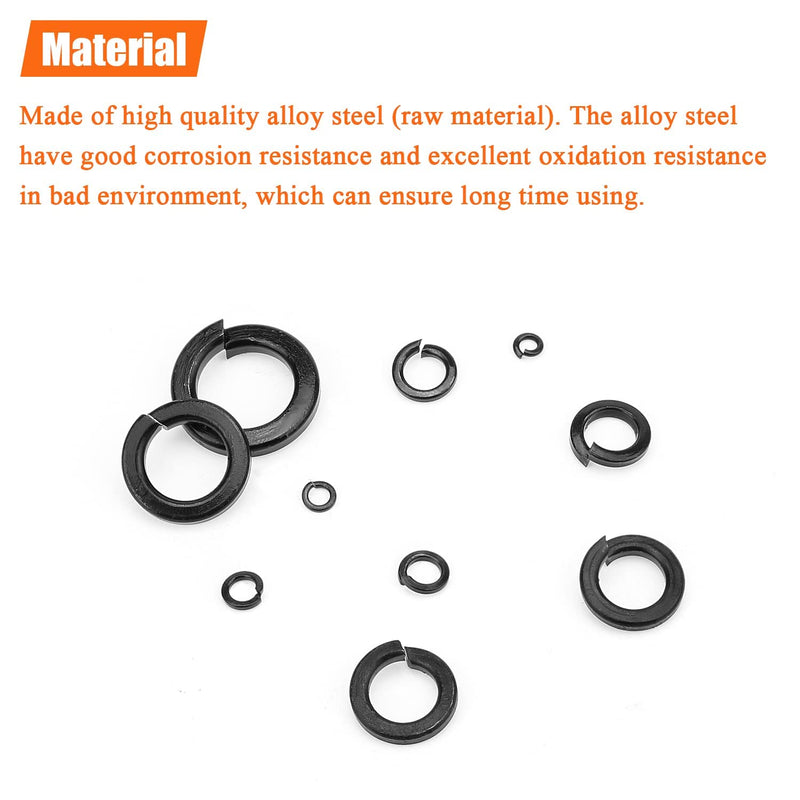 100 Pieces 8.8 Grade Alloy Steel M6 Split Lock Washers, Spring Lock Washers for Screws Bolts, Black M6 (100 PCS)