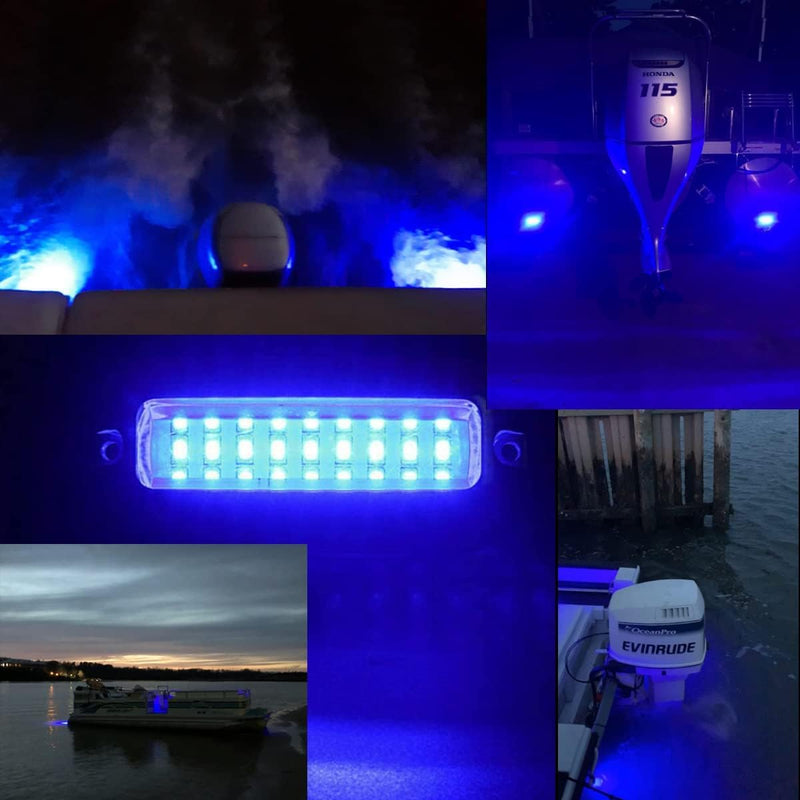 Marine LED Boat Light, 2000LM 27LED Waterproof Transom Lights, Underwater Light for Yachts, Boats, Sailboat, Pontoon, Transom, Boat Deck Light Stern Lights (Blue, 12-36V, IP68)