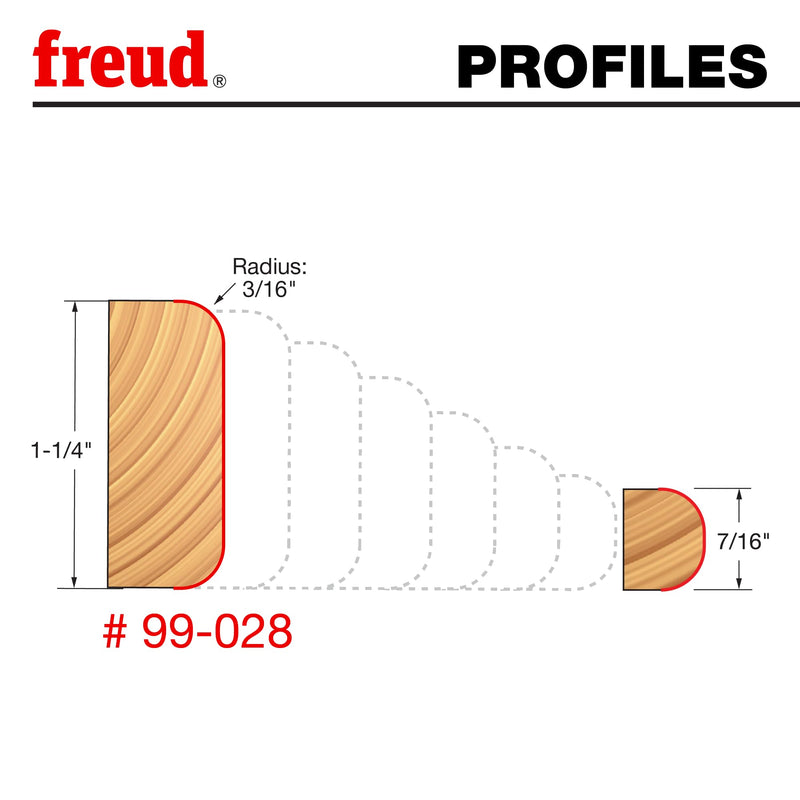 Freud 99-028: 3/16" Radius Variable Corner Round Bit with 1/2" shank