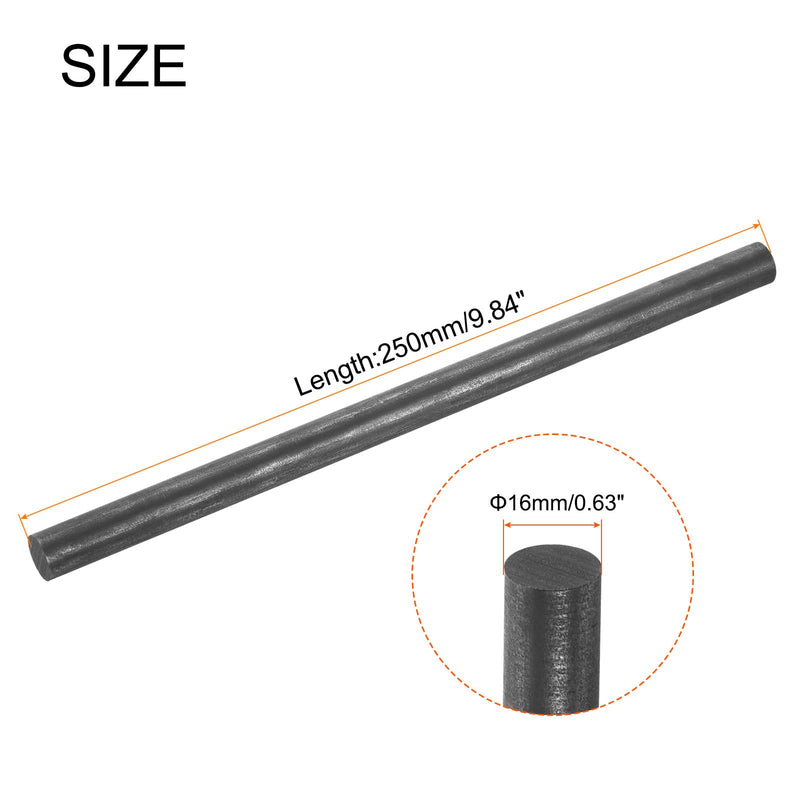 MECCANIXITY Graphite Rod, Graphite Stirring Rod Cylinder Stick Carbon Rod 250x16mm Black for Electrode, Melting Casting, Crucibles, Pack of 3