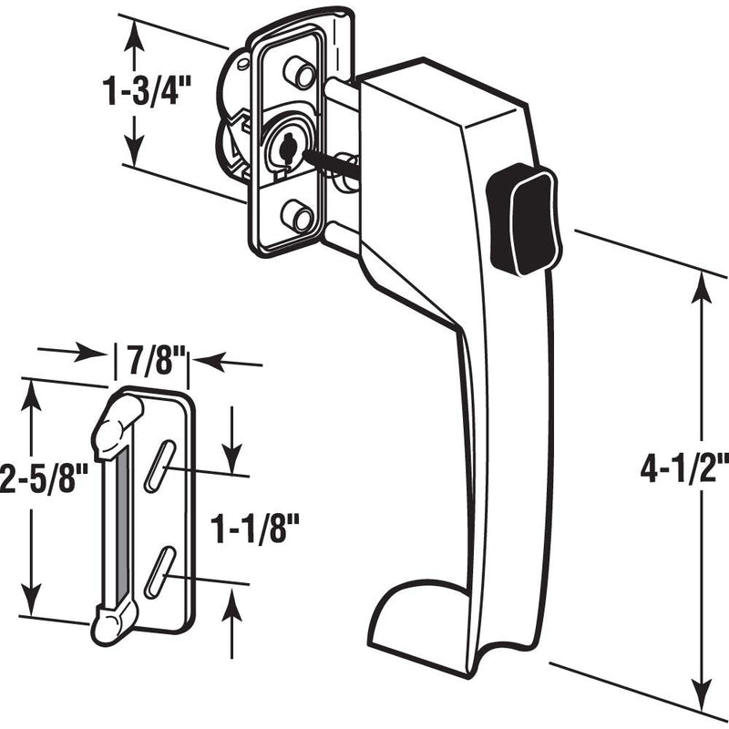 Prime-Line K 5071 Push Button Latch w/ Tie Down, Single Unit, Black – Designed to Accommodate Multiple Surfaces, Complete with Night Lock, Contemporary Design (Single Pack) 1 Pack