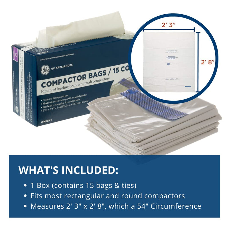 GE WX60X1 Genuine OEM Universal Trash Compactor Bags for GE Trash Compactors 1