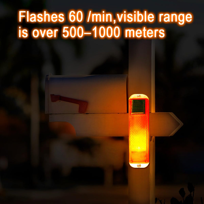 Aolyty Solar Strobe Warning Light LED Warning Lamp 4-Pack Super Bright IP54 Waterproof Light Control Flashing Beacon Barricade Construction Safety Road Signs Flash Traffic Lights (Red) Red