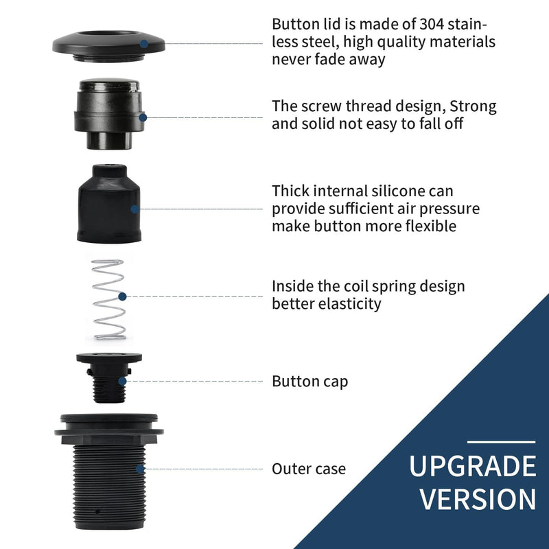 Garbage Disposal Air Switch Kit Dual Outlet Sink Top Waste Disposal Stainless Steel Black On/Off Air Button Food and Waste Disposals Part by Etoolcity Dual Outlet Short/2''