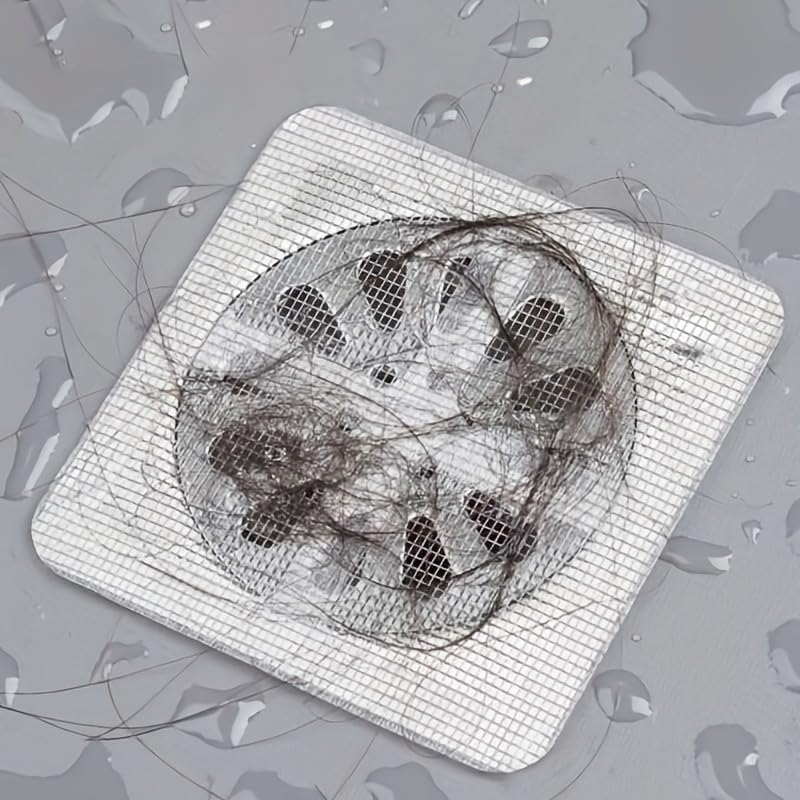20PCS Pack,4"" X 4"" Disposable Shower Drain Cover Hair Catcher Shower Drain Mesh Stickers, Bathroom, Laundry, Bathtub, Kitchen, Sink, for Human and pet Hair (20 PCS), White