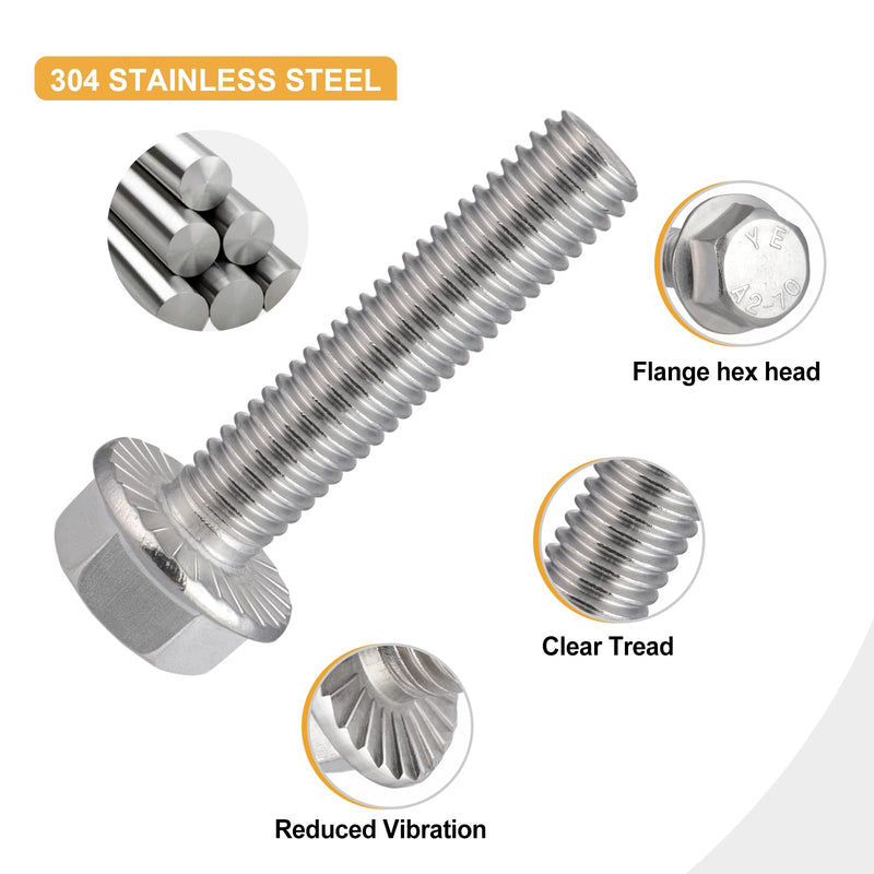 M8-1.25 x 25mm Flanged Hex Head Bolts,304 Stainless Steel 18-8,Fully Threaded,Silver External Flange Hex Drive Screws,Pump,Fix Car,DIY Project(23Pcs) M8x25mm Silver - NewNest Australia