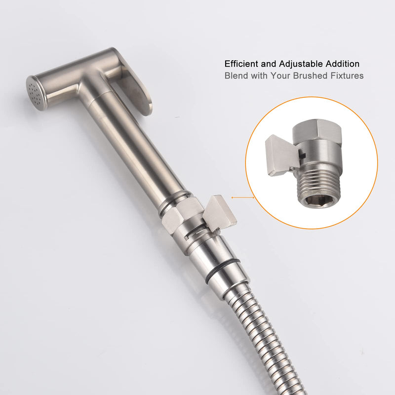 Shower Head Shut Off Valve, Brass G1/2“ Water Flow Control Valve for Shower head and Handheld, Water Pressure Regulator Replacement for Shower System(Brushed Nickel) Brushed Nickel-2