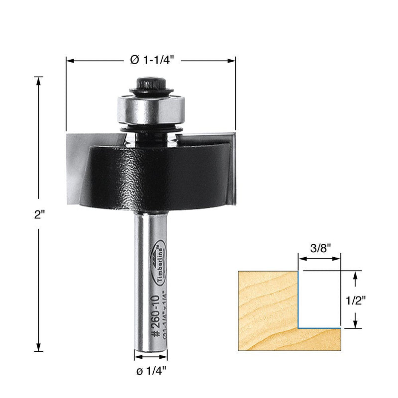 Timberline - Rabbet Bit 1/4 Shk (260-10)