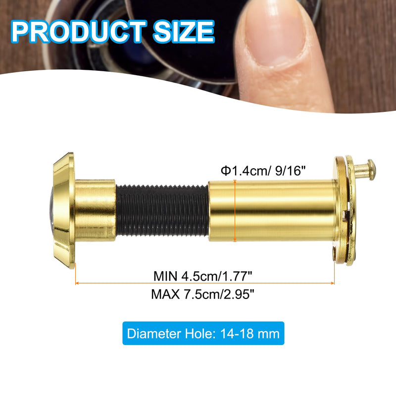 PATIKIL 9/16" Door Viewer Peephole 180-Degree Door Viewer Fits 1-3/4" to 2-15/16" Door Peep Hole with Rotating Privacy Cover for Home Office Hotel, Gold 9/16"(1-3/4"to 2-15/16")