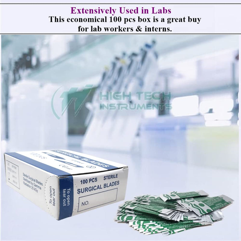 Box of 100 Scalpel Sterile Blades Carbon Steel Individually Foil Wrapped (Blade #24) Blade #24