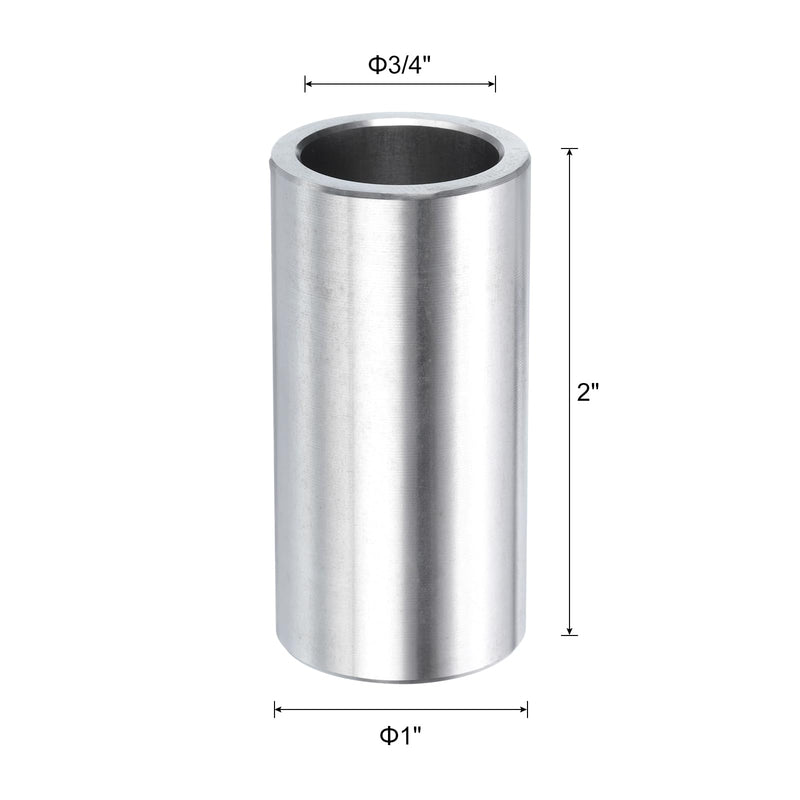 uxcell 4pcs Stainless Steel Spacer 3/4" Bore x 1" OD x 2" Length Screw Standoff Bushing Plain Finish Round Metal Spacer for 3/4 Screws Bolts and Rods 3/4" x 1" x 2"