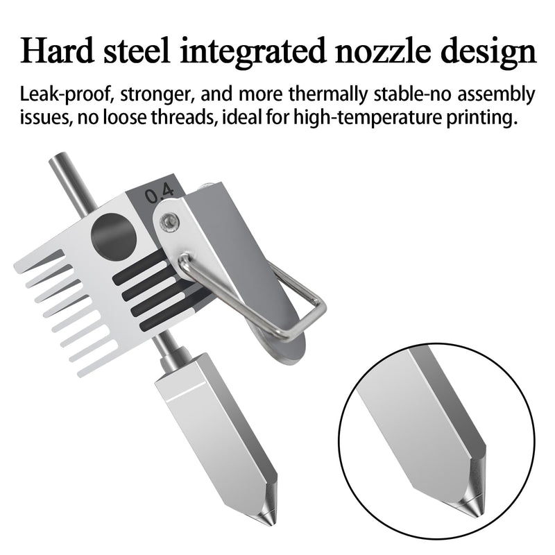 2PK 0.4mm SPARKX i7 Hotend Integrated Hardenend Steel Nozzle for Creality | 350°C Heat-Resistant All-Metal Hot End, Leak-Proof, Anti-Clog, 500mm/s High Rapid with 2PCS Silicone Cover & Nozzle Brush 2PK