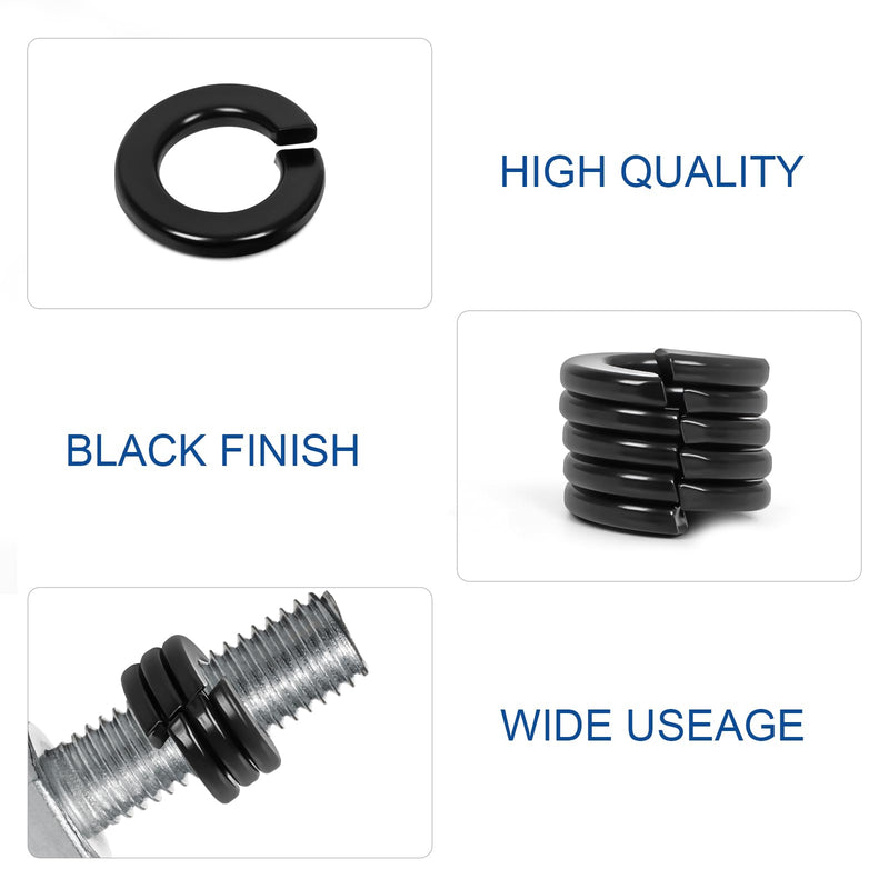 M3 Split Lock Washer, 304 Stainless Steel 18-8 Spring Lock Washers for Bolts and Nuts, Black Finish, 100 PCS M3