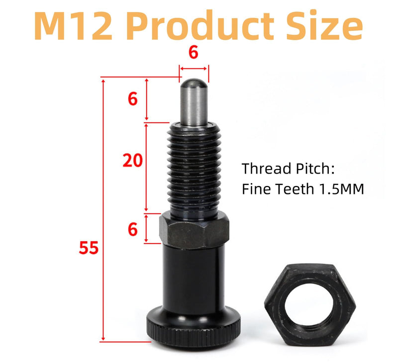 Spring Knob Plunger Retractable Spring Plunger Pull Knob Plunger Ball Spring Loaded Plunger Spring Plunger Pin Non Lock Out Indexing Plunger Short Spring Plungers Pull Knob Spring Pin Spherical (M12) M12