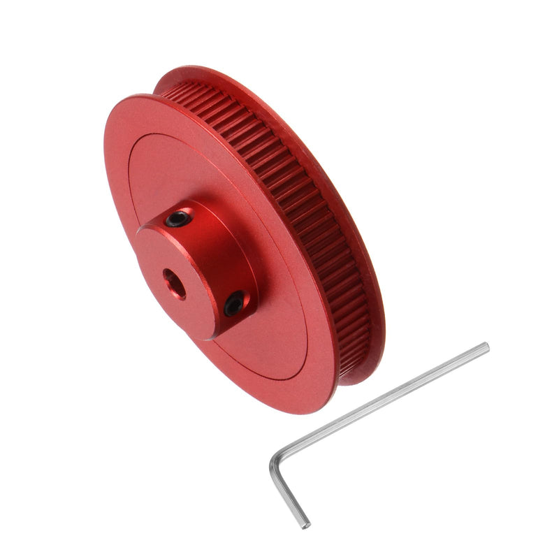 HARFINGTON 2GT Timing Pulley 80 Teeth 5mm Bore 55mm Dia. Aluminum Timing Belt Pulley with Hex Wrench for 6mm Width Belt 3D Printer CNC Machine Accessories, Red 80Teeth