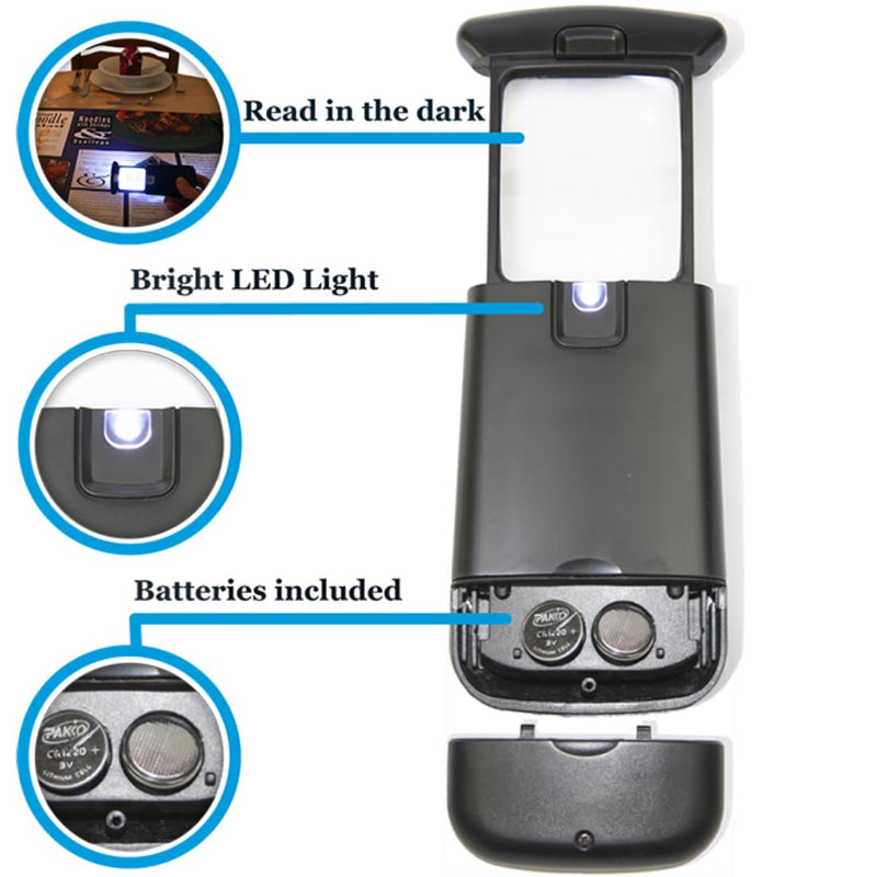 EasY Magnifier Small Pocket Magnifying Glass 300% with LED Light for Reading; Lighted Hand Held Coin Loupe; Mini Magnify Lens; Gifts for Seniors