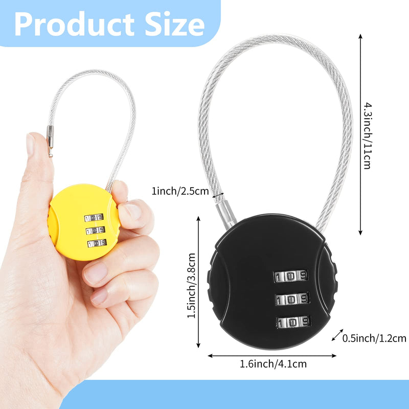 Combination Lock 3 Digit Gym Lock Waterproof Padlock Resettable Bag Luggage Gate Lock Outdoor Combination Fence Lock for School Locker Travel Toolbox Storage Multi Color 8