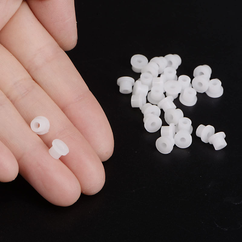 HARFINGTON 30pcs Flanged Sleeve Bearings 2mm Bore 4.4mm OD 4.1mm Length Nylon Bushings for Shaft, White 2mm x 4.4mm x 4.1mm