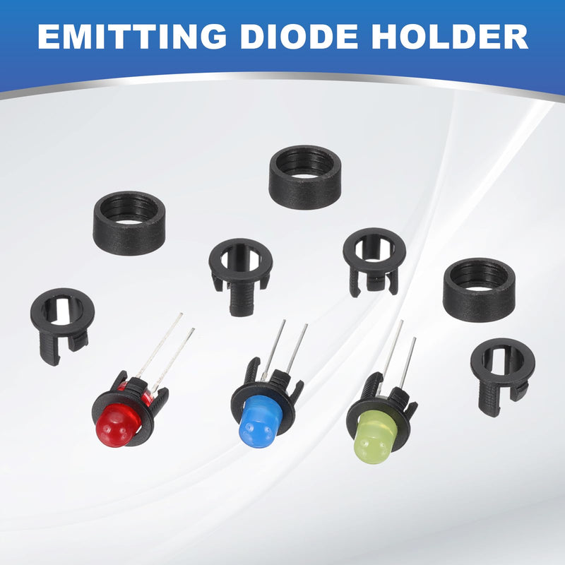 PATIKIL 3mm Emitting Diode Holder Kit, 50Pcs Plastic LED Holder Flat Clip Circle Cover Mounting Bracket Accessories for Lamp Bulb Bezel Mount Panel LED Display, Black 100