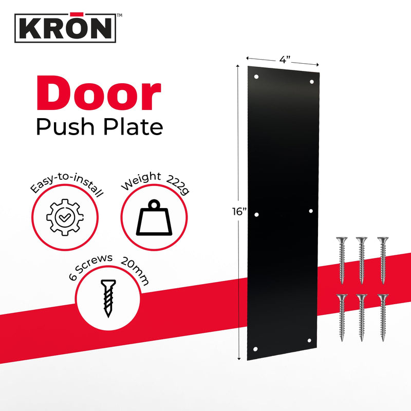 KRON - Door Push Plate, 4” x 16” Metal Plate with Screws for Wood or Metal Doors, Door Protection with Pre-Drilled Holes and Commercial Grade Screws - Oil Rubbed Bronze Oil Rubbed Anodize Aluminum - NewNest Australia