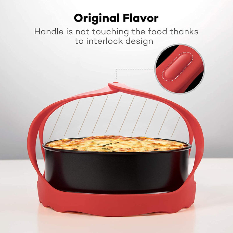 Goldlion Silicone Sling Lifter Accessories Compatible with Instant Pot 6 Qt and 8 Qt, Ninja Foodi 5 Qt / 6.5 Qt / 8 Qt and Other Brand Pressure Cookers, Red 6 Qt/8 Qt
