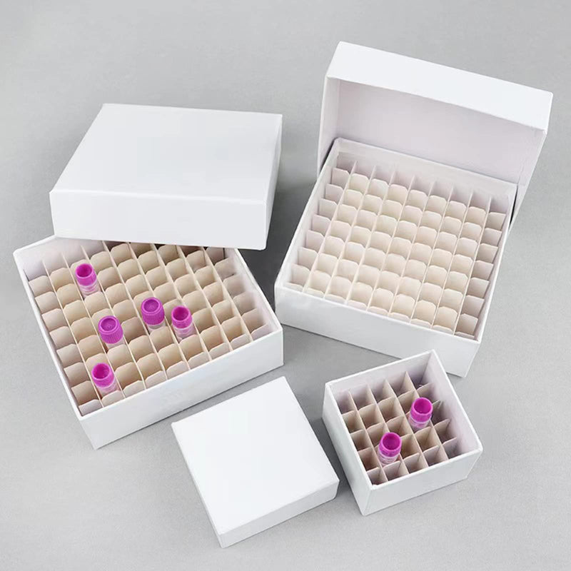 Cardboard Freezer Box - White/81 Place,Water and Ice Resistant Coating,For storing 1.5-2.0 mL cryovials(Pack of 6)