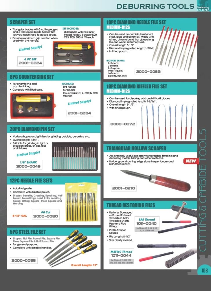 HHIP 2001-0228 6 Piece Mini Deburring & Scraping Tool Kit