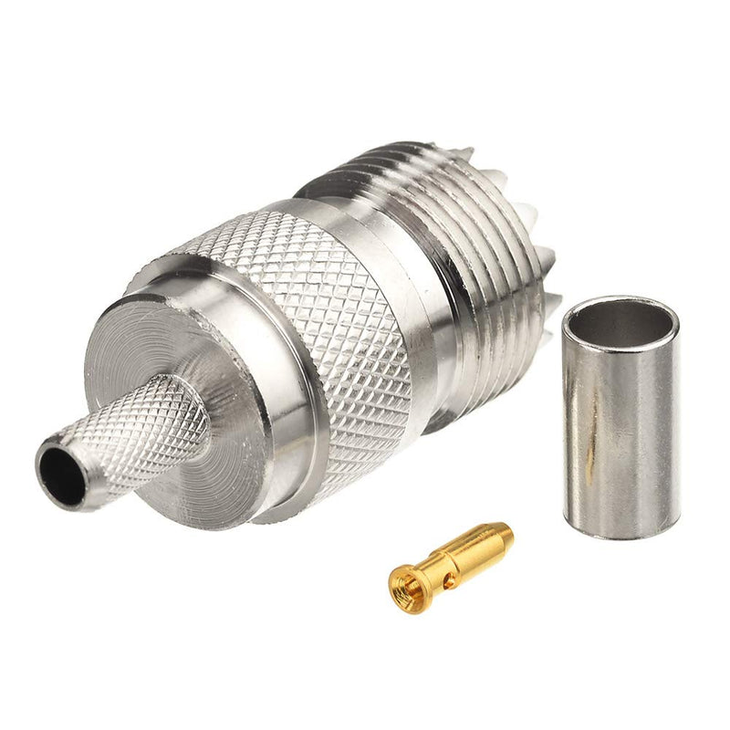 wlaniot PL259 Crimp Connectors + SO239 Crimp Connectors Kit PL-259 SO-239 Solder Connector Crimp with RG58 RG142 RG400 LMR195 RG303 RG141 Low Loss Coaxial Coax Jumper Cable Mixed 10pcs