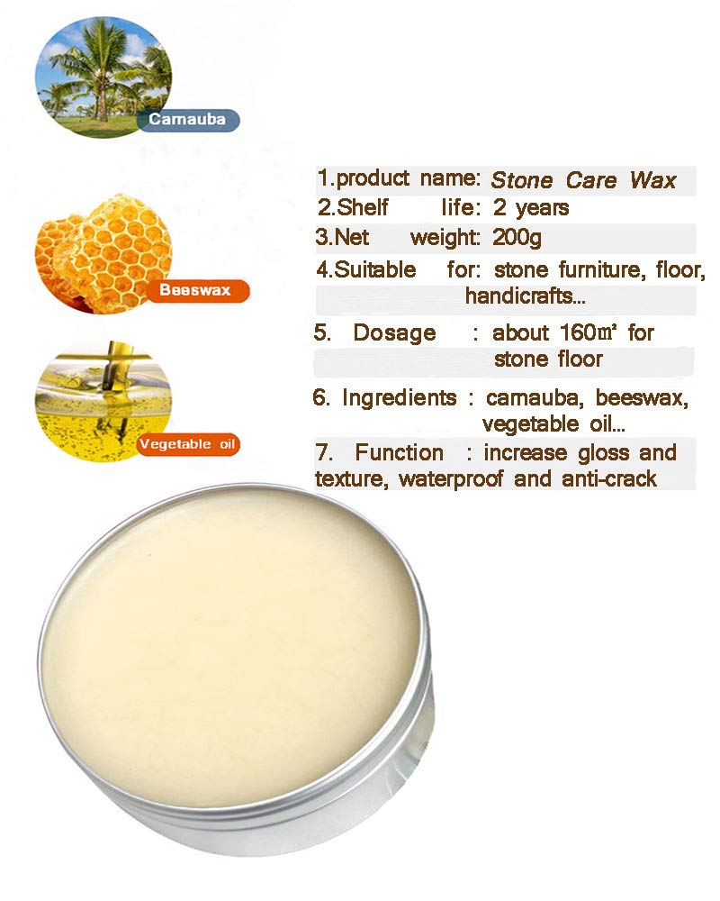 TooGet Stone Seasoning Beeswax Furniture Polish & Restoration Care Beeswax, Suit for Marble Furniture, Ceramic Tiles, Stone Floor, Stone Walls, Stone Polish Protection - 7OZ