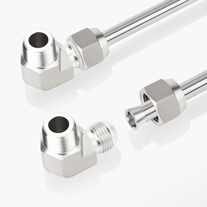TAISHER 2PCS Forging of 304 Stainless Steel 90 Degree Elbow JIC Flare Tube Fittings, 1/2" JIC Male x 1/2" NPT Male, Half Union 1/2" JIC x 1/2" NPT(90 Degree Elbow) 2
