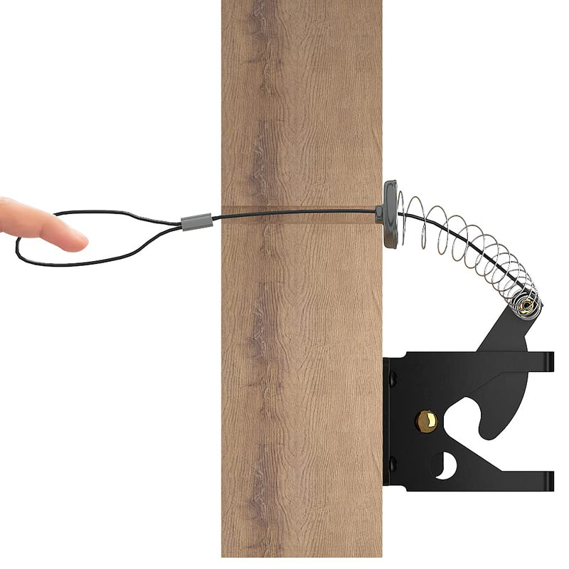 skysen Self Locking Fence Gate Latch Carbon Steel Black/Lock Post Mount with Stainless Steel Spring Cable Pull(JLXSDS-1) 1
