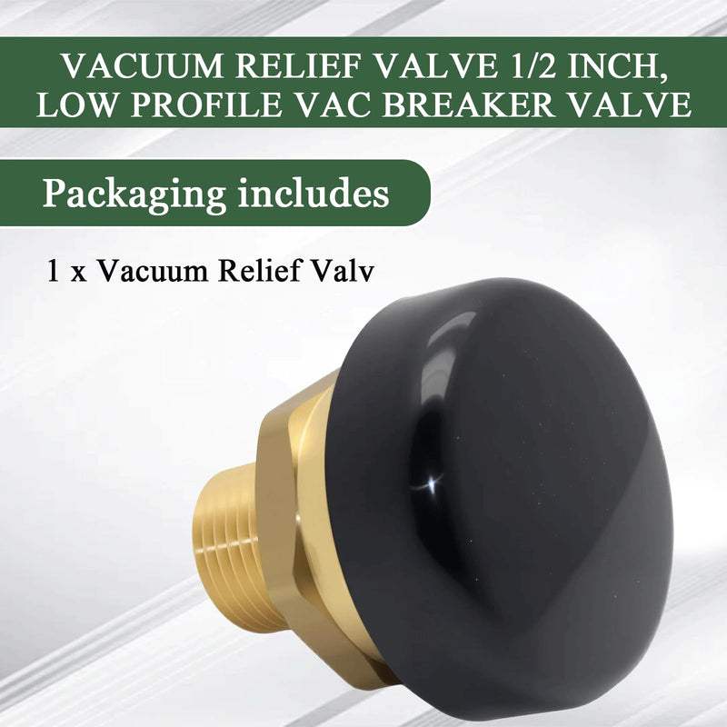 Vacuum Relief Valve 1/2 Inch, Low Profile Vac Breaker Valve Compatible with Water and Heater Tanks Replace for LFN36-M1