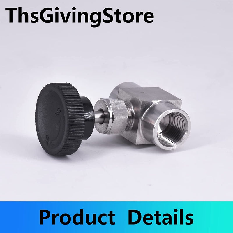 1/8 1/4 3/8 1/2 Inch NPT Valves 304 Stainless Steel NPT Female Needle for Valve Flow Control Water Gas Oil (NPT 3/8) NPT 3/8