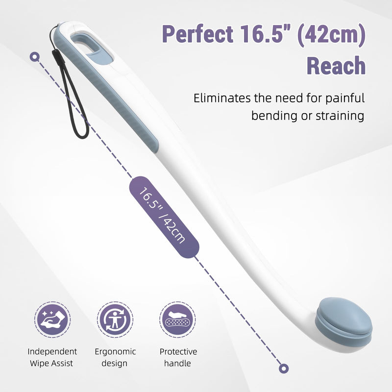Toilet Aids for Wiping Bottom, 2-Pack - Long Reach Comfort Wipe with Replaceable Head & Strap - Bottom Buddy Wiping Aid for Elderly, Disabled & Post-Surgery