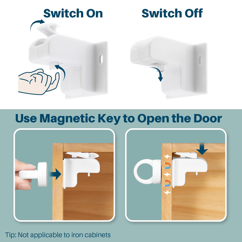 Inaya Magnetic Cabinet Locks Baby Proofing (20 Locks & 2 Keys), Child Safety Magnet Locks for Cabinets & Drawers with Invisible Design, 3M Adhesive for Easy Installation - No Drill & Tool Needed 20 Pack