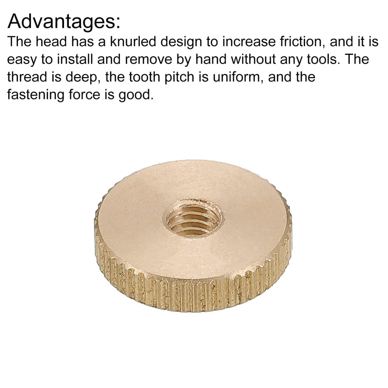 uxcell Knurled Thumb Nuts, 2pcs M5 x D16mm x H4mm Brass Knurled Nut Flat Head Through Hole Lock Adjusting Nuts for 3D Printer Parts M5 x 16mm x 4mm 2