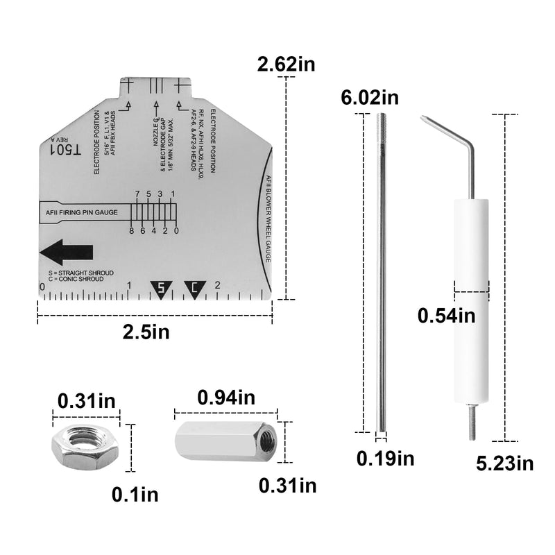 QQZ Electrode Insulator Assembly 5780 for Beckett Oil Burner Electrode Kit AF, AFG, AR, SF and SR Burners with Blast Tube Up to 9"