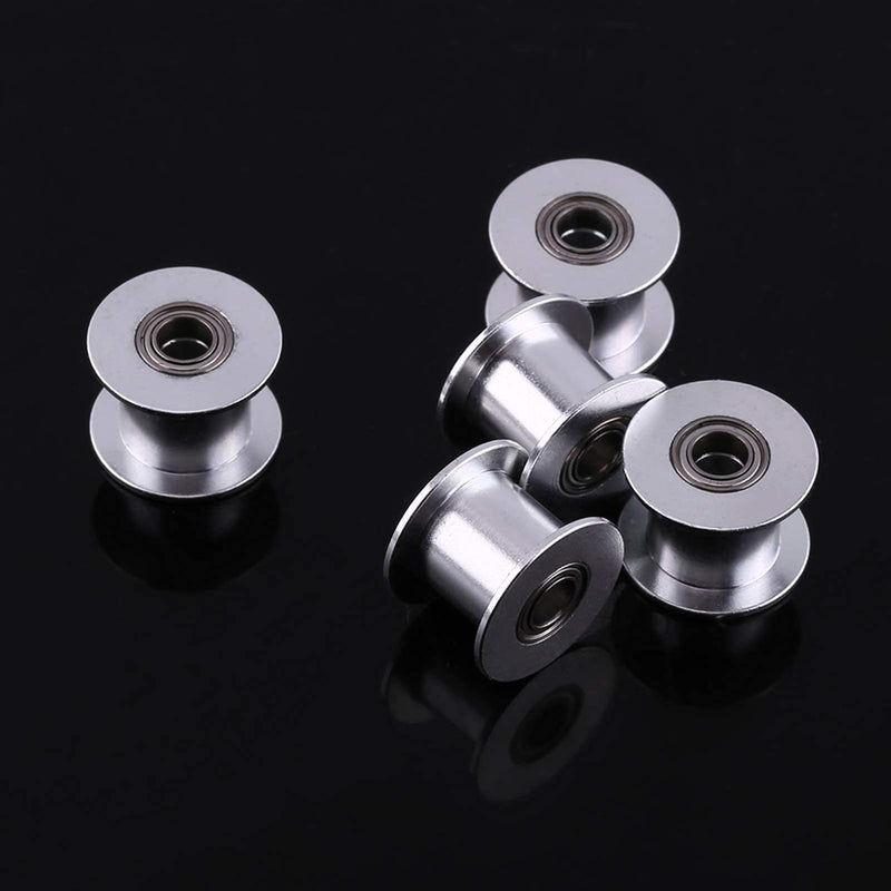 5-Pack GT2 Idler Pulleys, GT2 20 Toothless Bore 5mm Aluminum Timing Belt Idler Pulley for 10mm Width 3D Printer Timing Belt