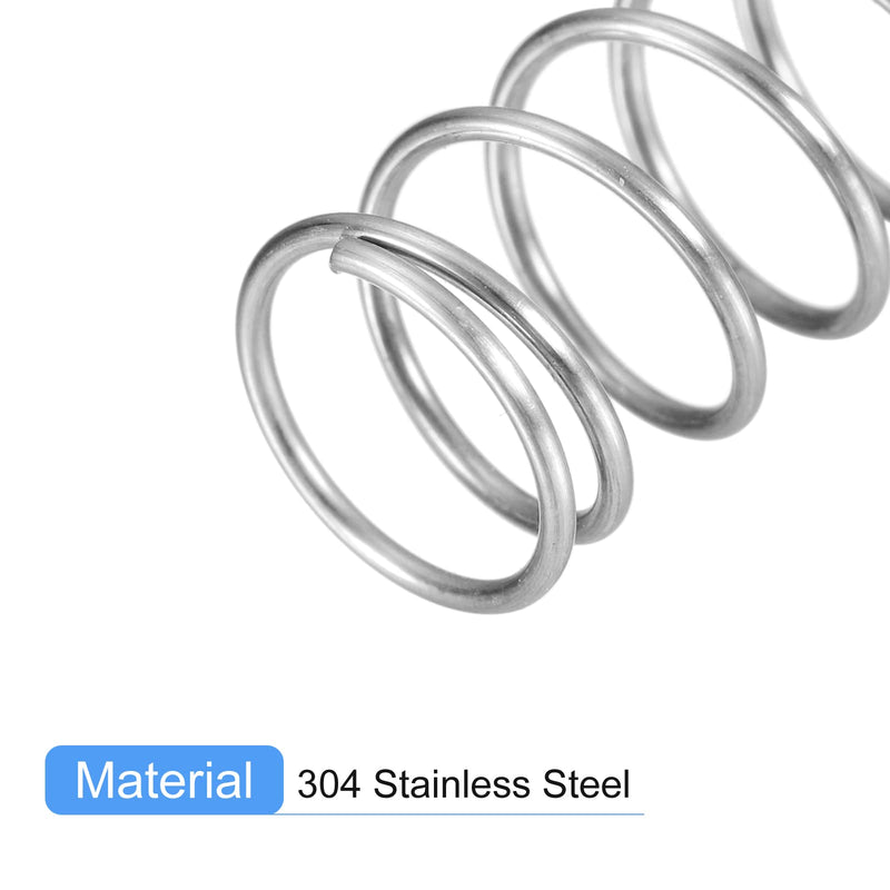 uxcell Compression Spring, 5Pcs 304 Stainless Steel, 10mm OD, 1mm Wire Size, 50mm Free Length, Silver Tone 10x1x50mm
