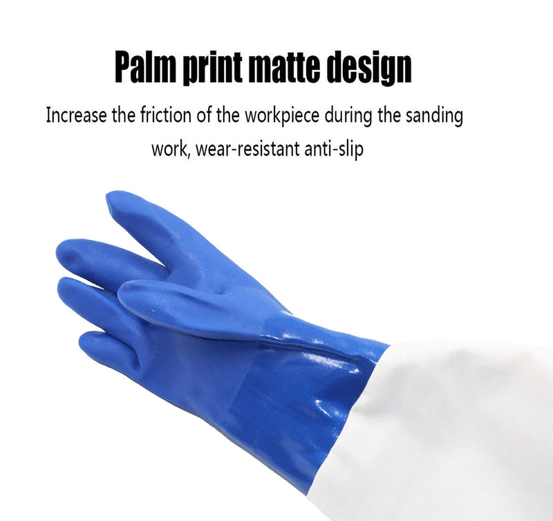 23.6" Canvas Rubber Sandblasting Sand blaster Protection Gloves for Sandblast Cabinets XL,1 pair