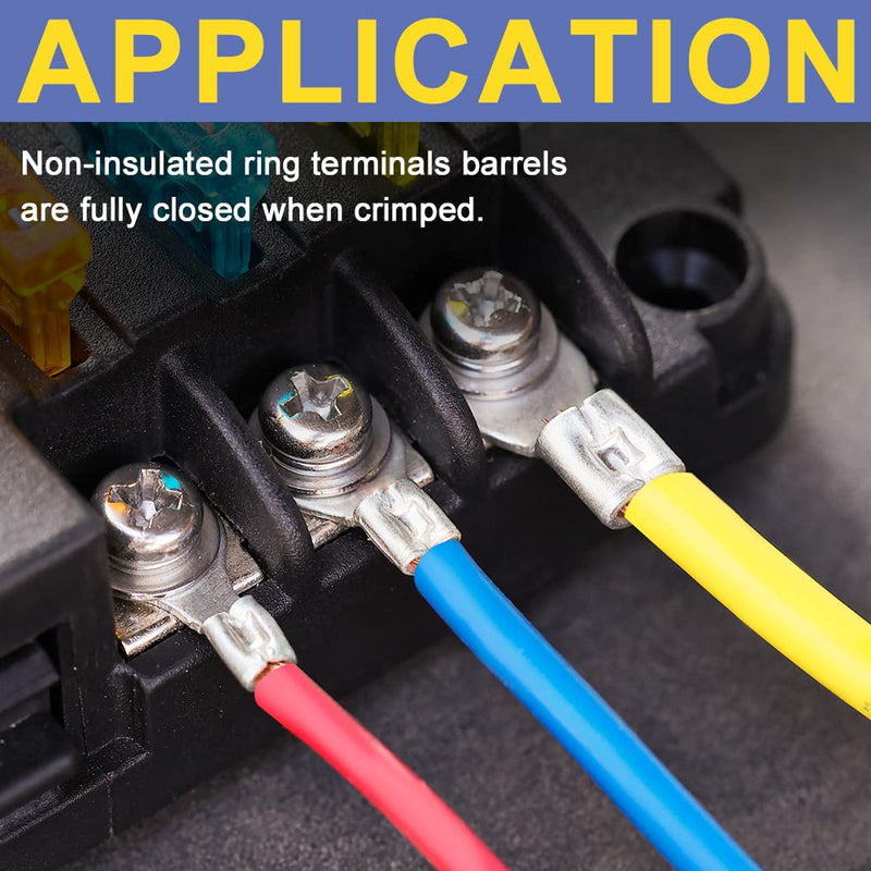 haisstronica 100pcs #10 Ring Terminals,AWG 16-14 Brazed Seam Non-Insulated Copper Wire Connectors AWG16-14 #10 Ring 100pcs