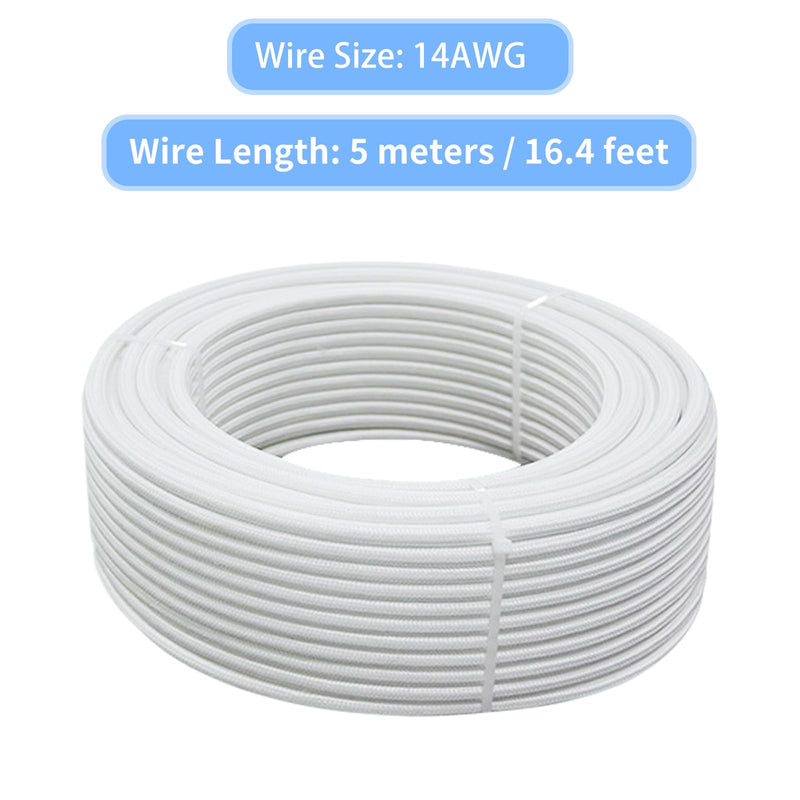 14 Gauge High Temperature Wire 16.4Ft, -76-932 ℉ 14 AWG Mica Fiberglass Electronic Copper Wire Insulated Heat Resistant High Temp Electronical Flexible Cable for Lamp Boiler Heater Kiln 14AWG