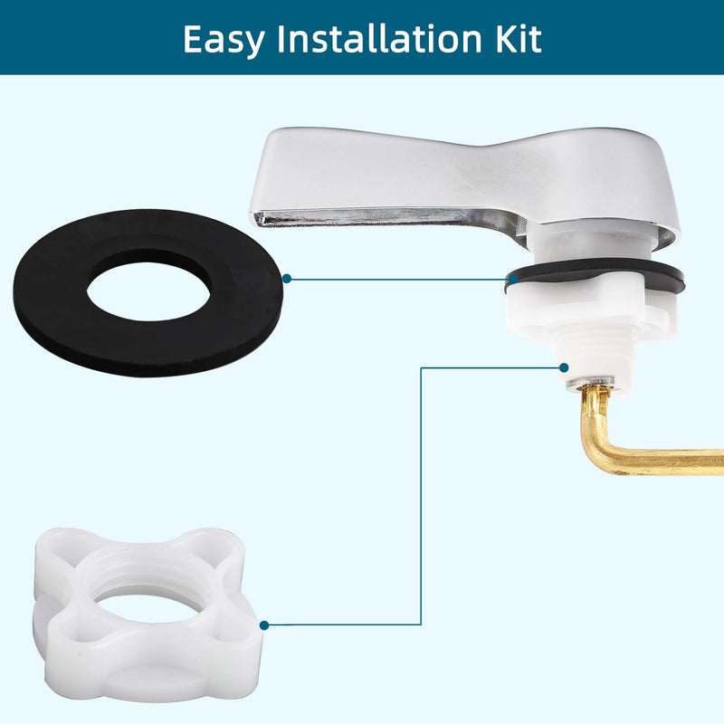 Hygie Rinse Universal Side Mount Toilet Handle Lever Flush Replacement, Toilet Handle with Stainless Steel Flapper Chains, Toilet Repair Kit, Chrome Finish 1pc